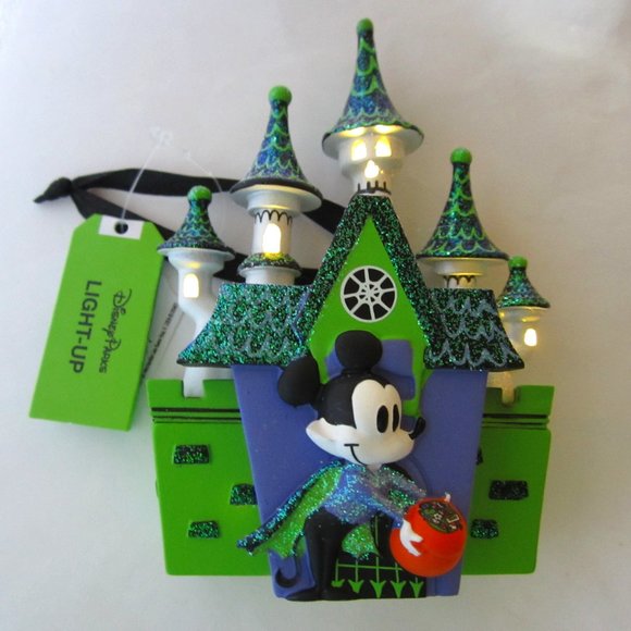 Disney Parks Mickey Castle Halloween Light Up Ornament - Picture 1 of 5